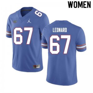 Women's Florida Gators #67 Richie Leonard NCAA Nike Blue Authentic Stitched College Football Jersey WKI3462AL